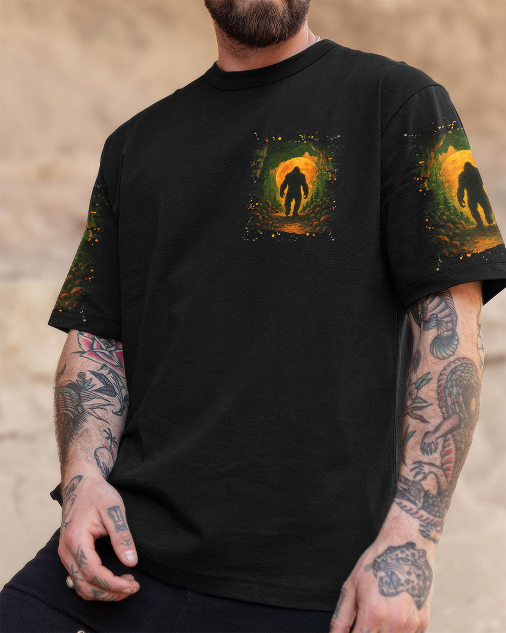 BLISSCORNERS AND INTO THE FOREST I GO BIGFOOT ALL OVER PRINT