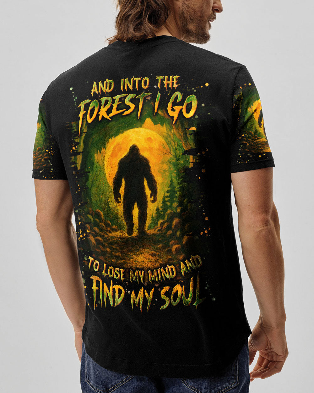 BLISSCORNERS AND INTO THE FOREST I GO BIGFOOT ALL OVER PRINT