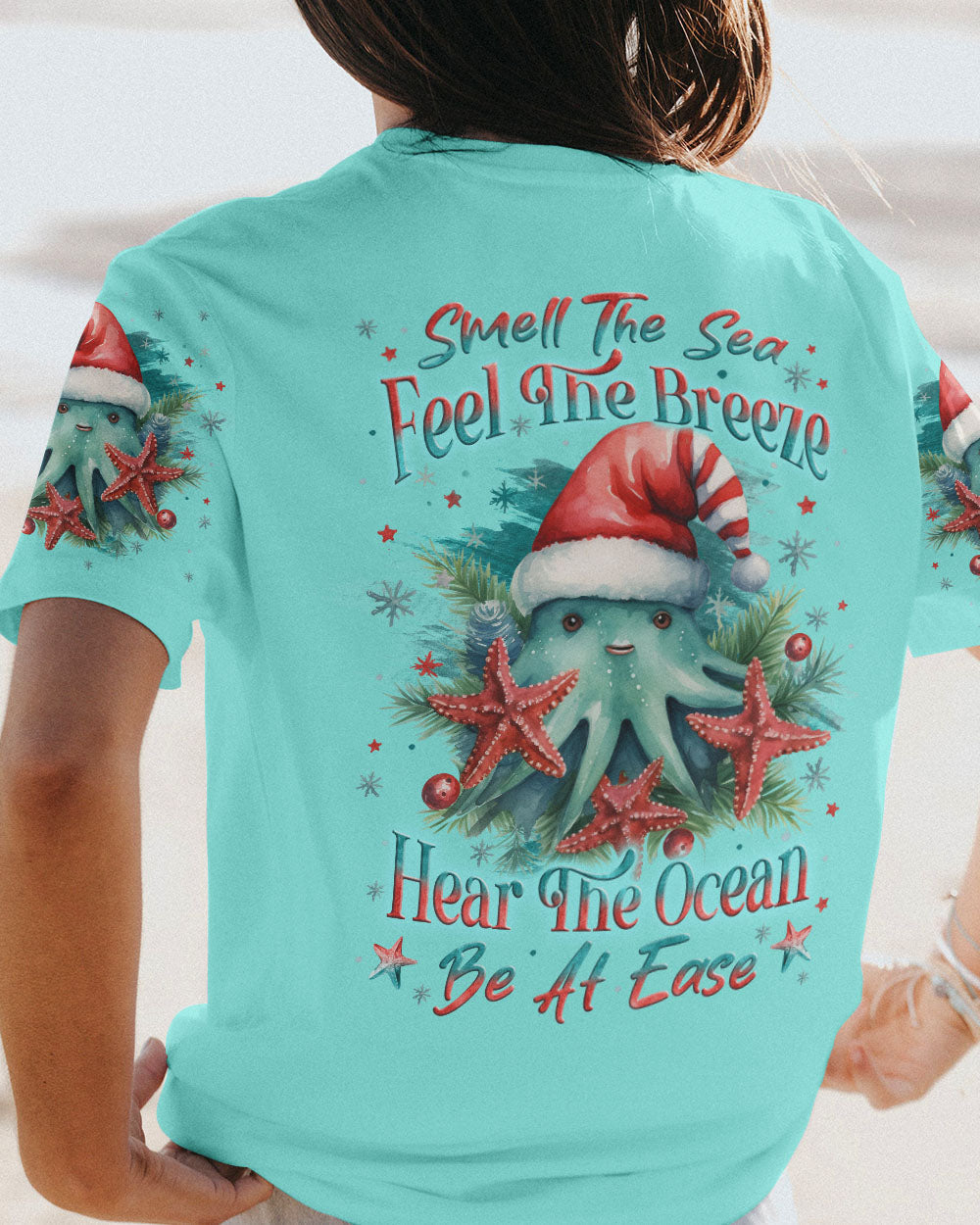 BLISSCORNERS SMELL THE SEA FEEL THE BREEZE CHRISTMAS STARFISH ALL OVER PRINT