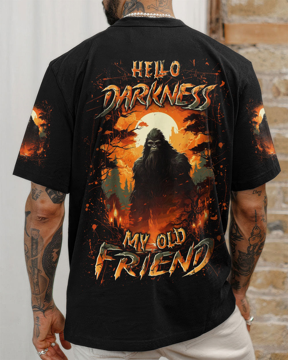 BLISSCORNERS HELLO DARKNESS MY OLD FRIEND BIGFOOT ALL OVER PRINT