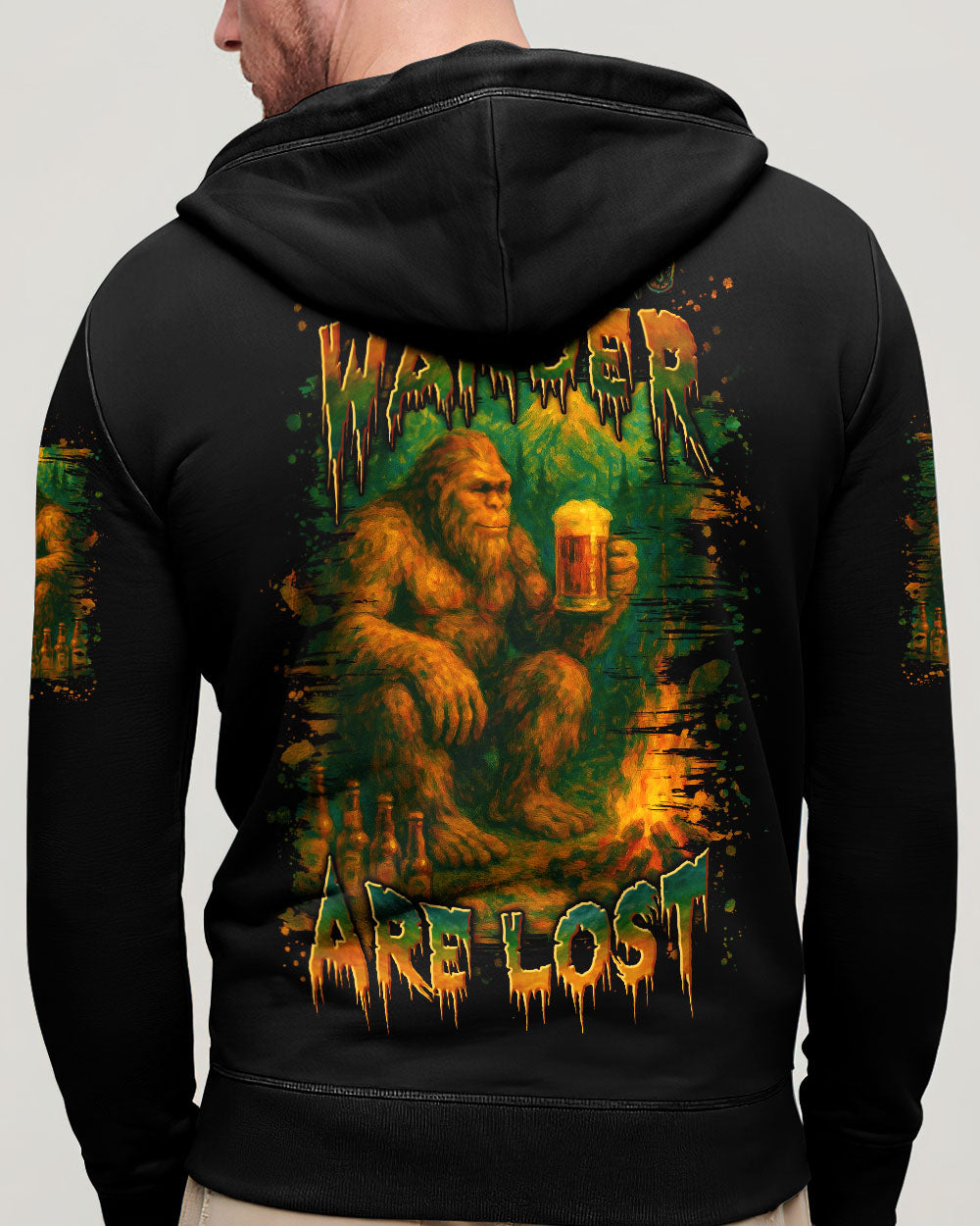 BLISSCORNERS NOT ALL WHO WANDER ARE LOST BIGFOOT COMPASS ALL OVER PRINT