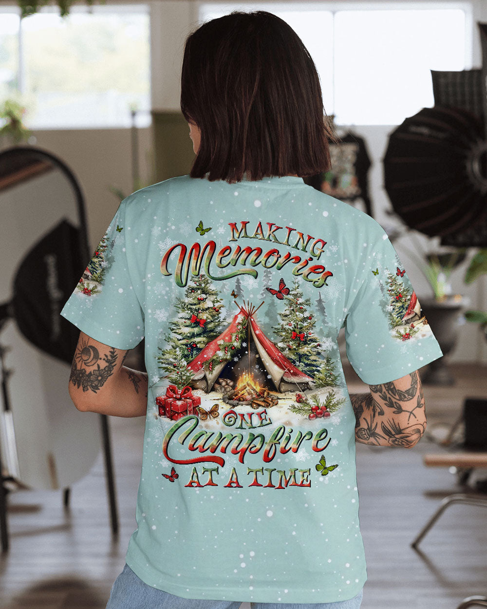 BLISSCORNERS MAKING MEMORIES ONE CAMPFIRE AT A TIME CHRISTMAS ALL OVER PRINT