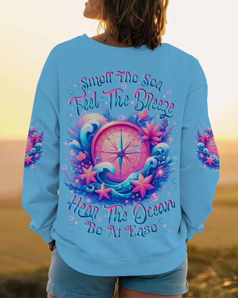 BLISSCORNERS SMELL THE SEA FEEL THE BREEZE COMPASS ALL OVER PRINT