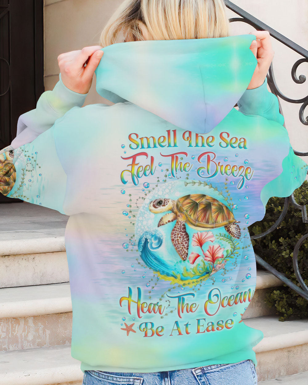 BLISSCORNERS SMELL THE SEA FEEL THE BREEZE TURTLE ALL OVER PRINT