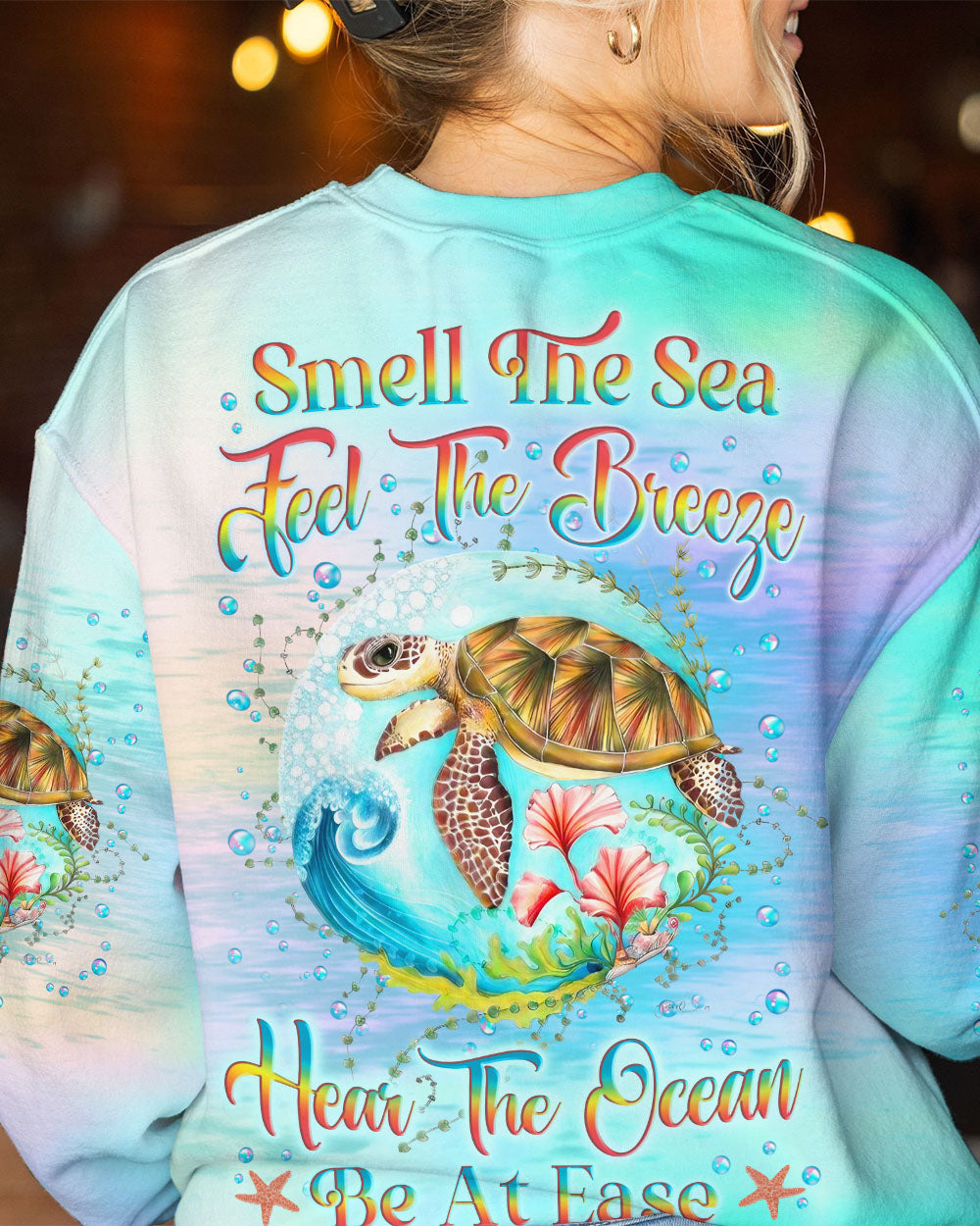 BLISSCORNERS SMELL THE SEA FEEL THE BREEZE TURTLE ALL OVER PRINT