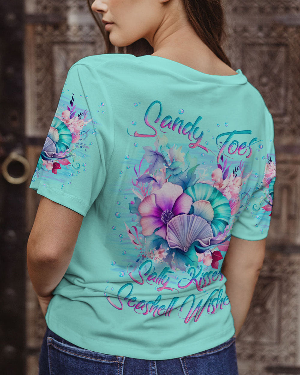 BLISSCORNERS SANDY TOES SALTY KISSES SEASHELL WISHES ALL OVER PRINT