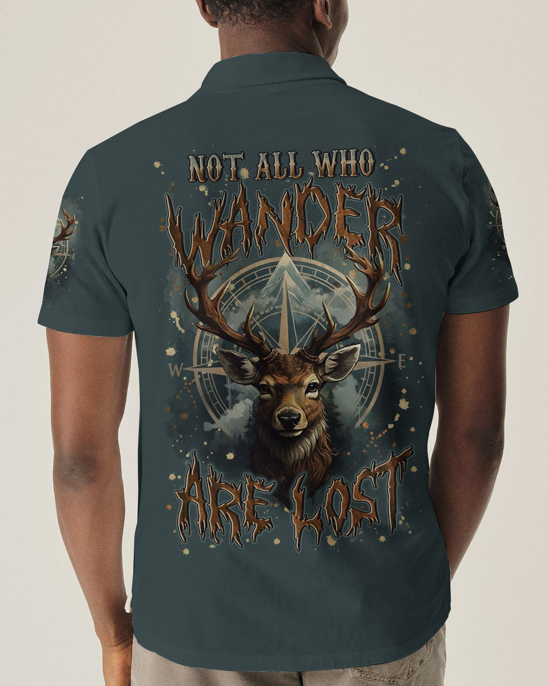 BLISSCORNERS NOT ALL WHO WANDER ARE LOST DEER COMPASS ALL OVER PRINT