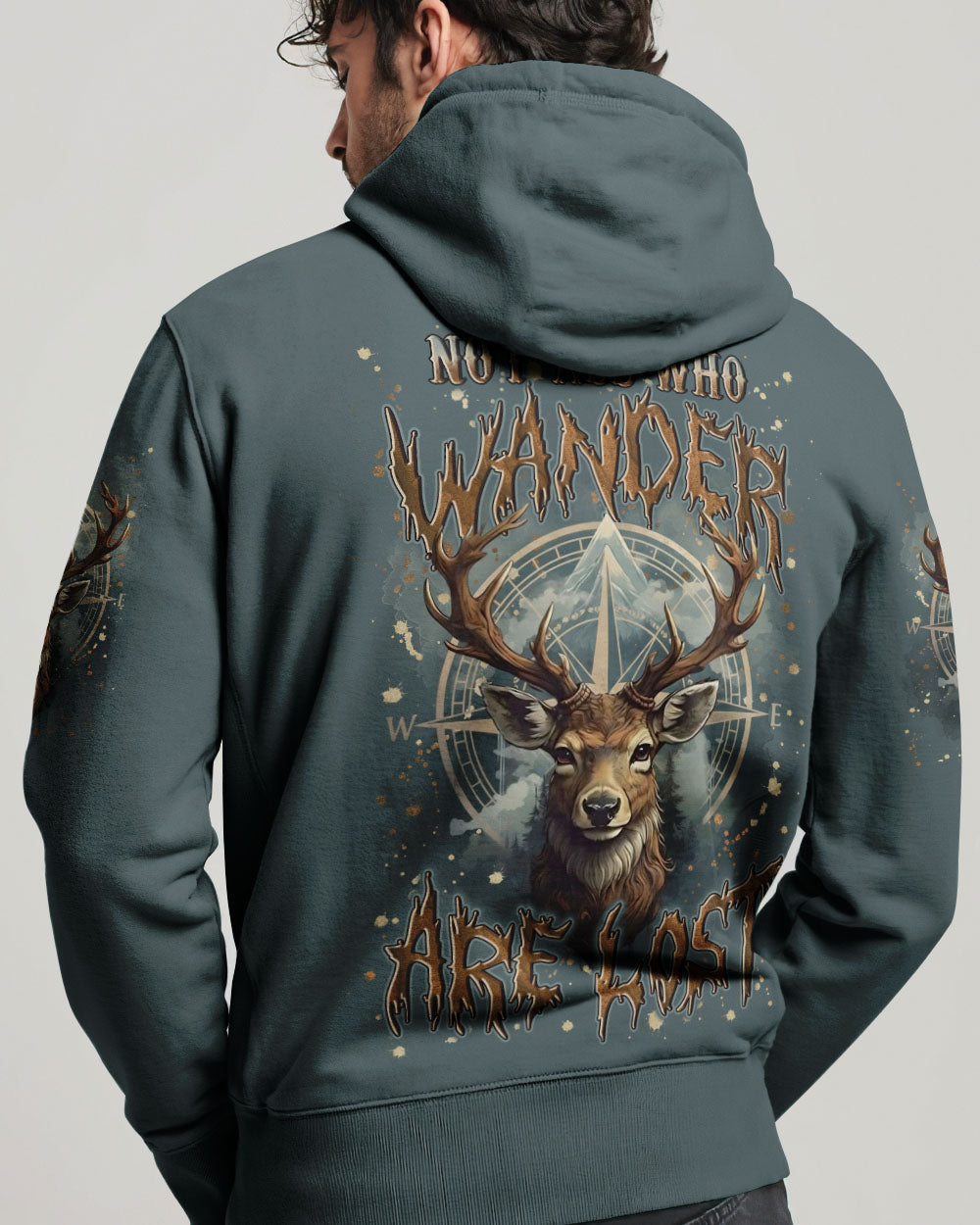 BLISSCORNERS NOT ALL WHO WANDER ARE LOST DEER COMPASS ALL OVER PRINT