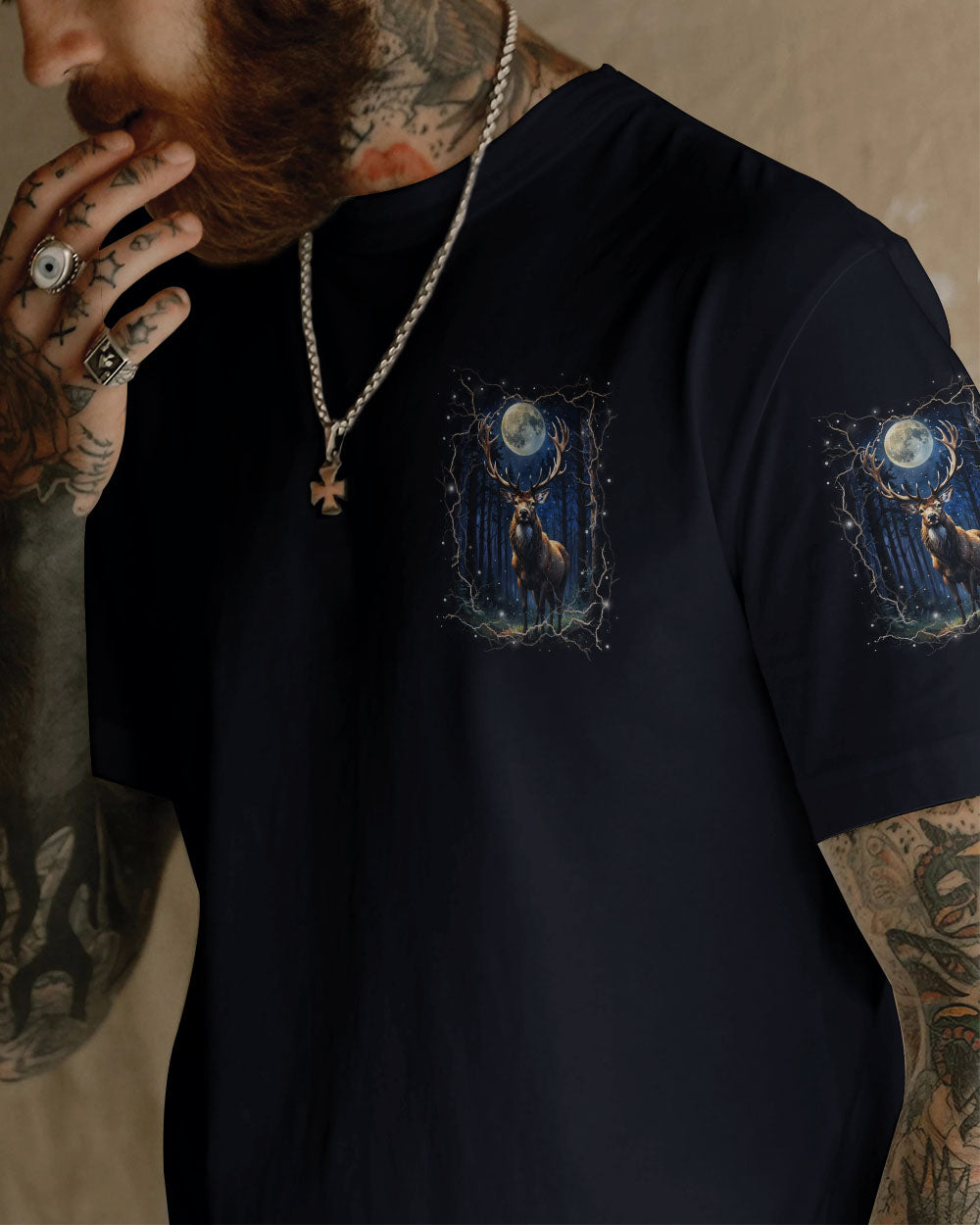 BLISSCORNERS HELLO DARKNESS MY OLD FRIEND DEER ALL OVER PRINT