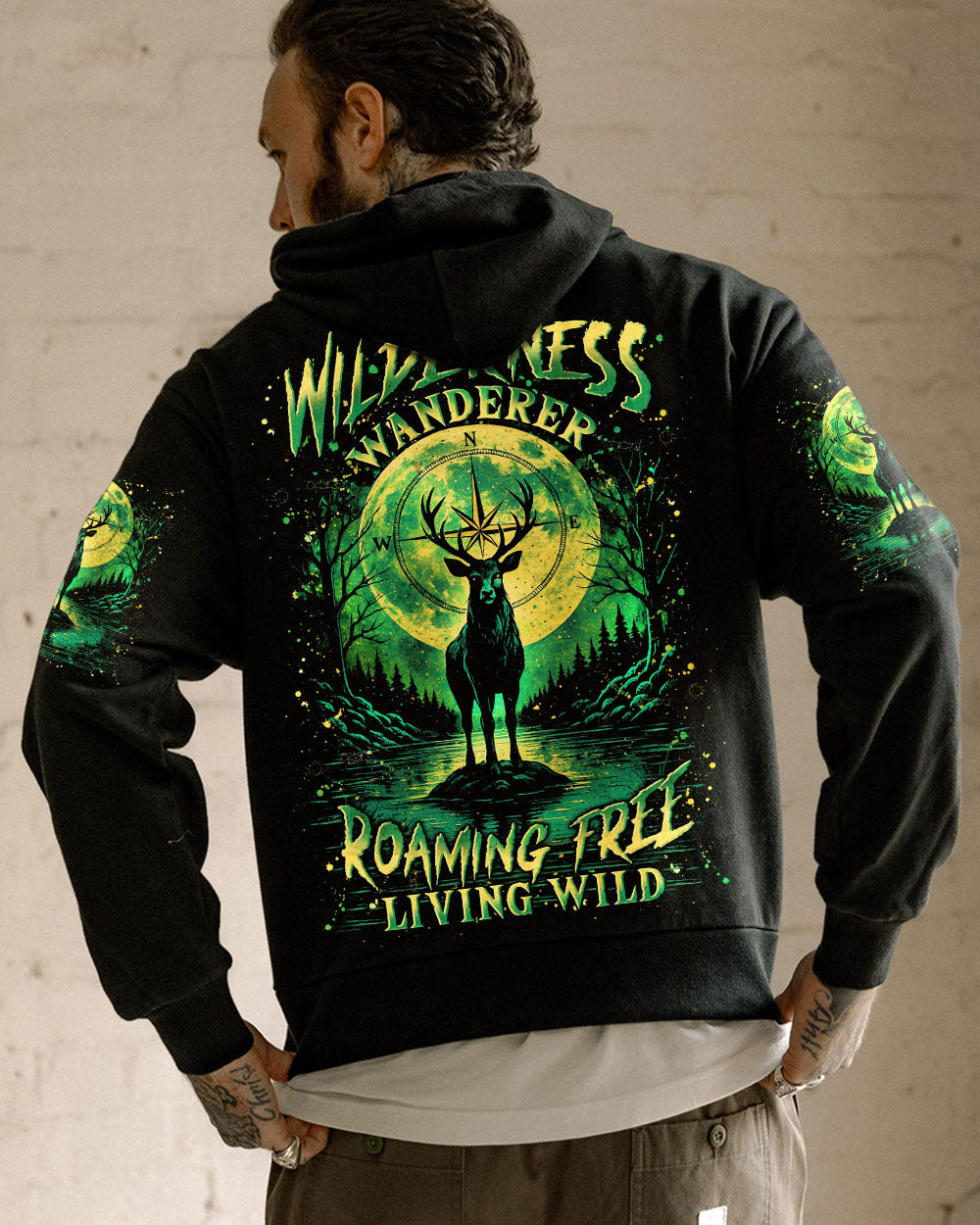 BLISSCORNERS WILDERNESS WANDERER ROAMING FREE LIVING WILD DEER ALL OVER PRINT