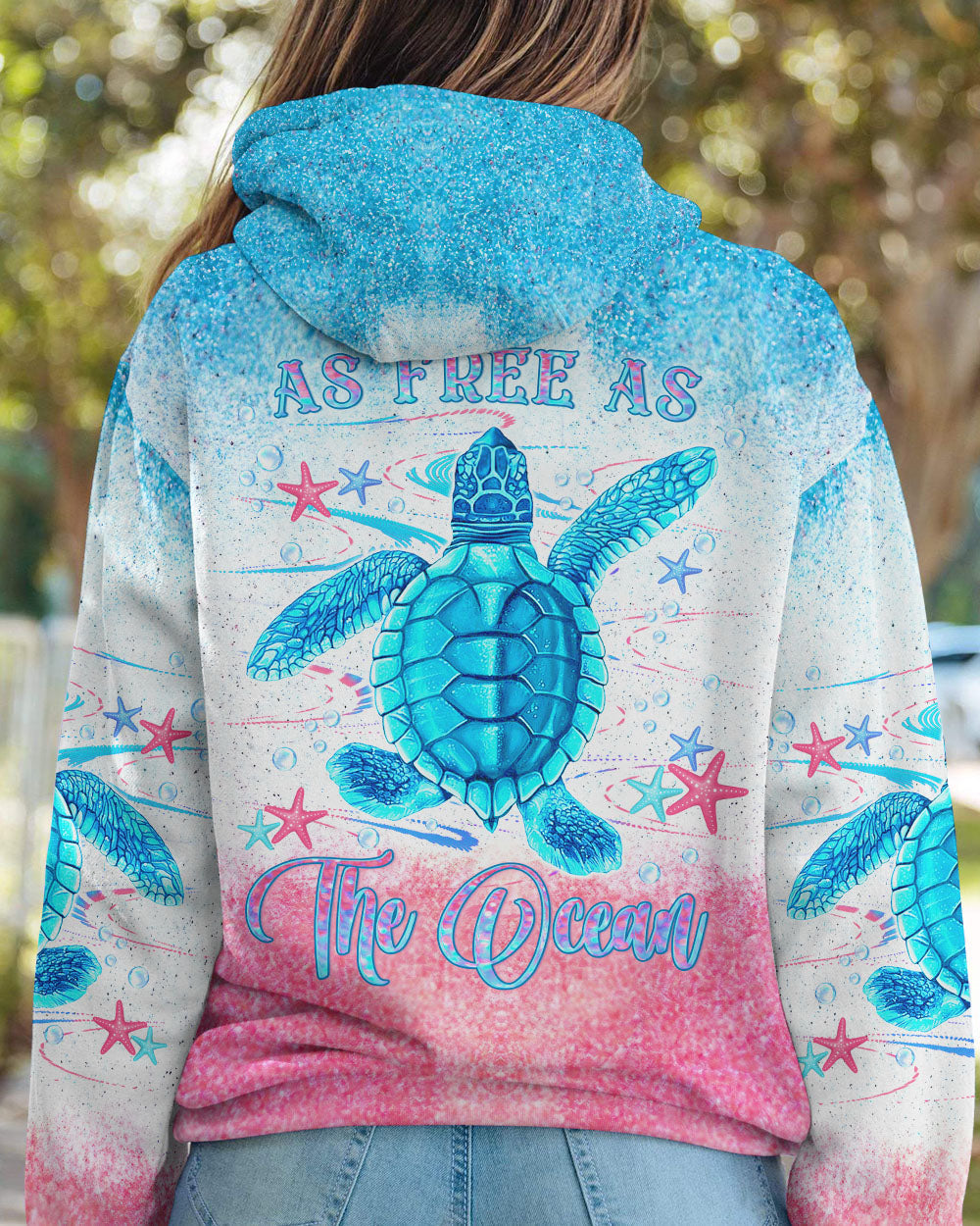 BLISSCORNERS AS FREE AS THE OCEAN TURTLE ALL OVER PRINT