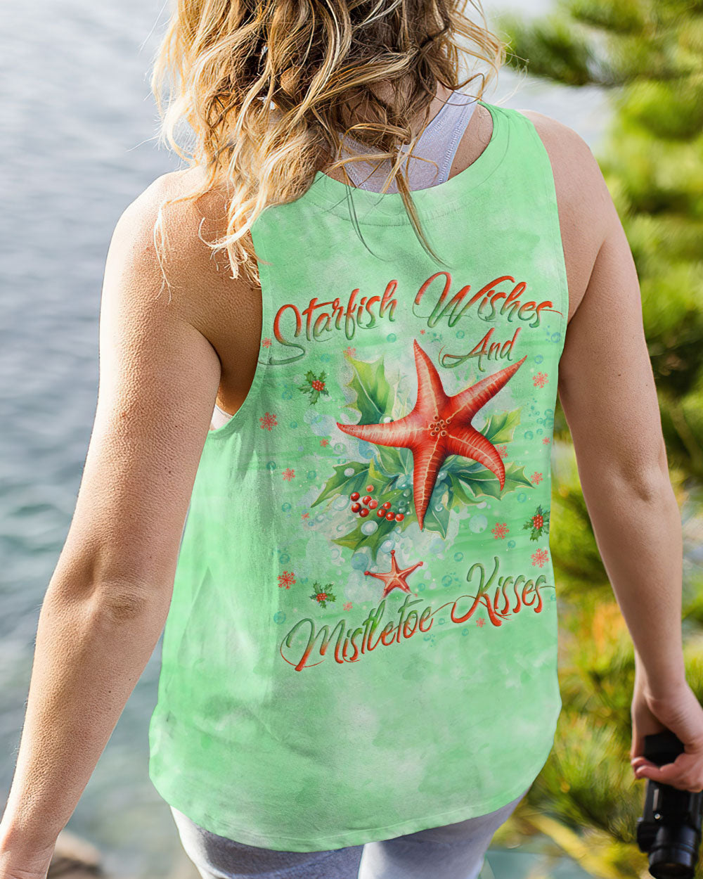 BLISSCORNERS STARFISH WISHES AND MISTLETOE KISSES CHRISTMAS ALL OVER PRINT