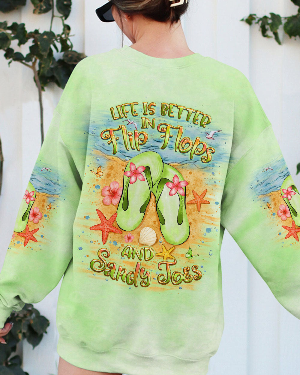 BLISSCORNERS LIFE IS BETTER IN FLIP-FLOPS AND SANDY TOES ALL OVER PRINT