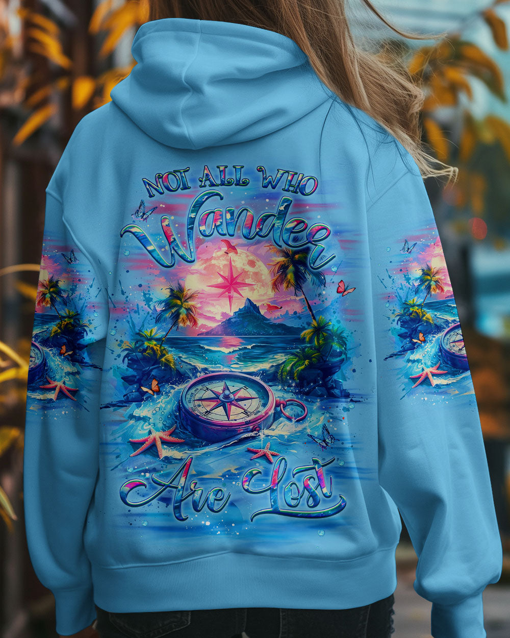 BLISSCORNERS NOT ALL WHO WANDER ARE LOST COMPASS BEACH ALL OVER PRINT
