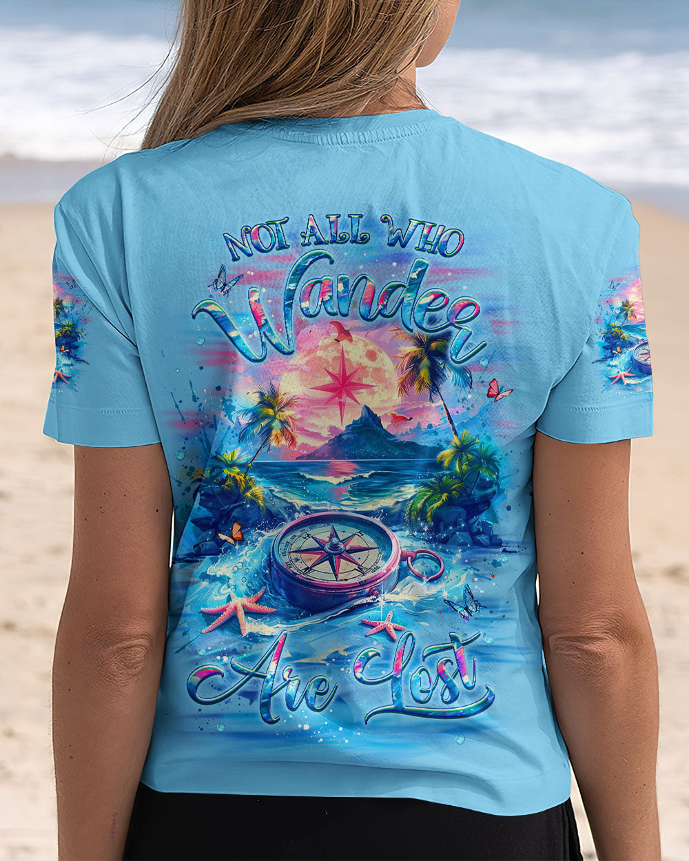 BLISSCORNERS NOT ALL WHO WANDER ARE LOST COMPASS BEACH ALL OVER PRINT