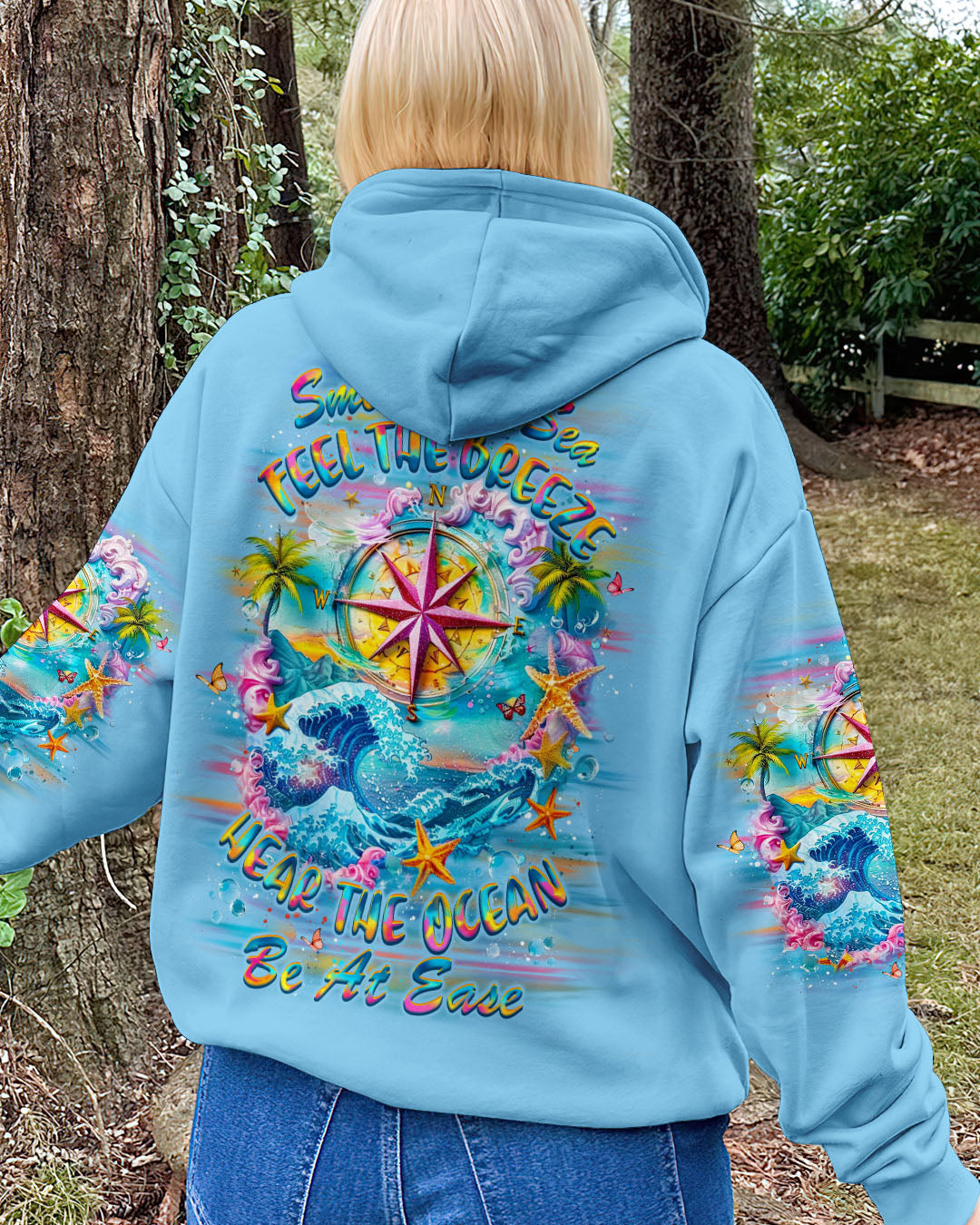 BLISSCORNERS SMELL THE SEA FEEL THE BREEZE COMPASS ALL OVER PRINT