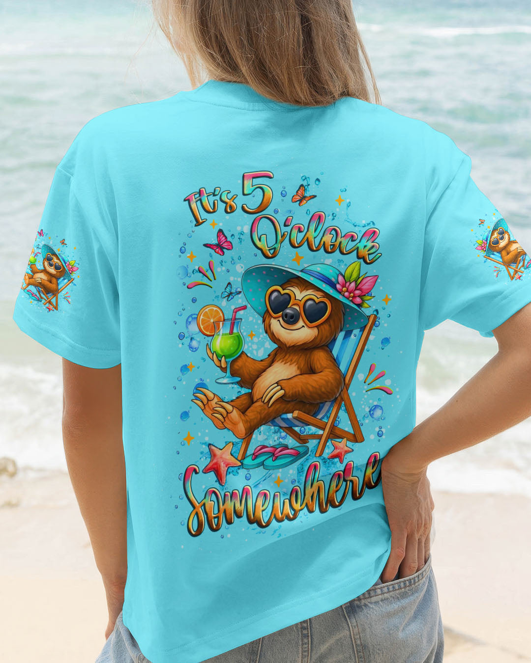 BLISSCORNERS IT'S 5 O'CLOCK SOMEWHERE SLOTH ALL OVER PRINT
