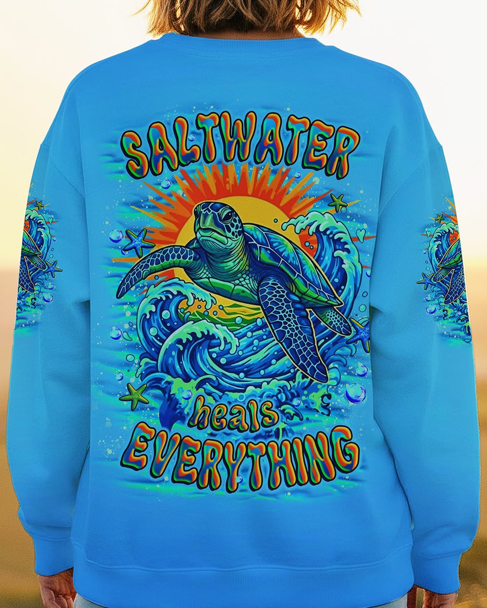 BLISSCORNERS SALTWATER HEALS EVERYTHING TURTLE ALL OVER PRINT