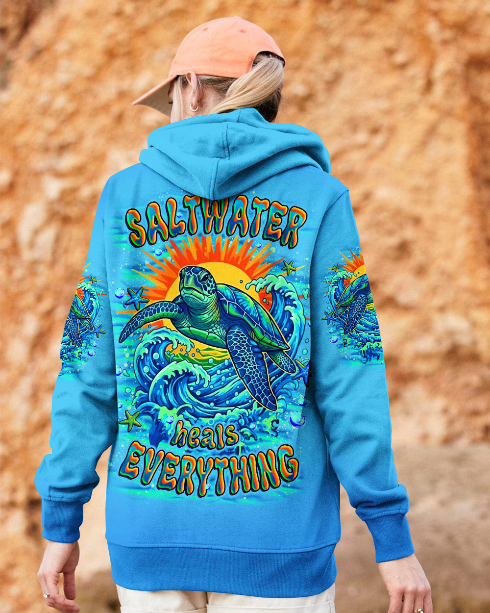 BLISSCORNERS SALTWATER HEALS EVERYTHING TURTLE ALL OVER PRINT