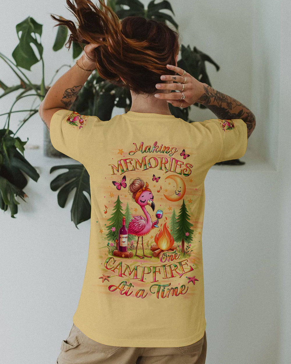 BLISSCORNERS MAKING MEMORIES ONE CAMPFIRE AT A TIME FLAMINGO ALL OVER PRINT