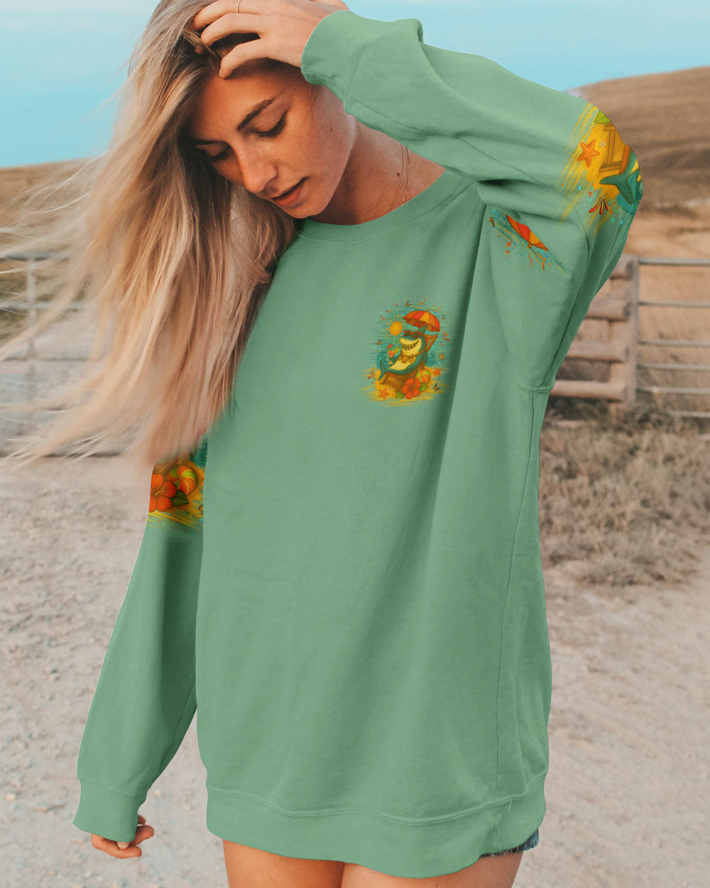 BLISSCORNERS IT'S 5 O'CLOCK SOMEWHERE SHARK ALL OVER PRINT