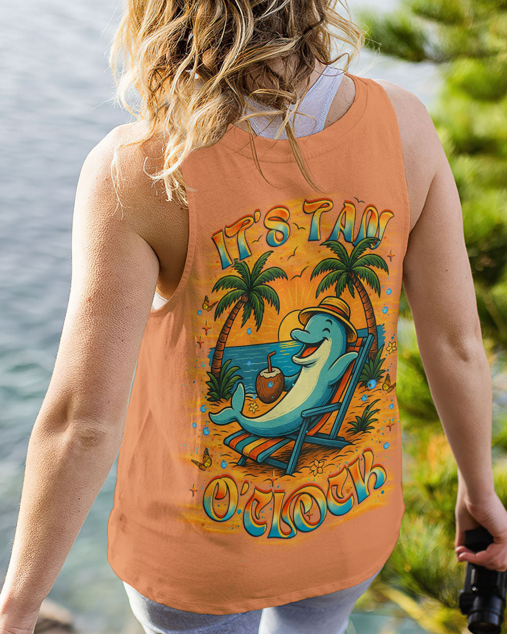 BLISSCORNERS IT'S TAN O'CLOCK FUNNY SHARK ALL OVER PRINT