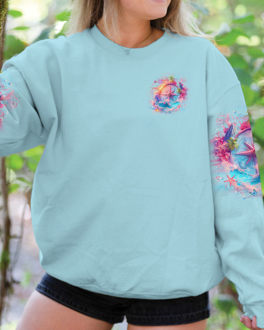 BLISSCORNERS SMELL THE SEA FEEL THE BREEZE COMPASS ALL OVER PRINT