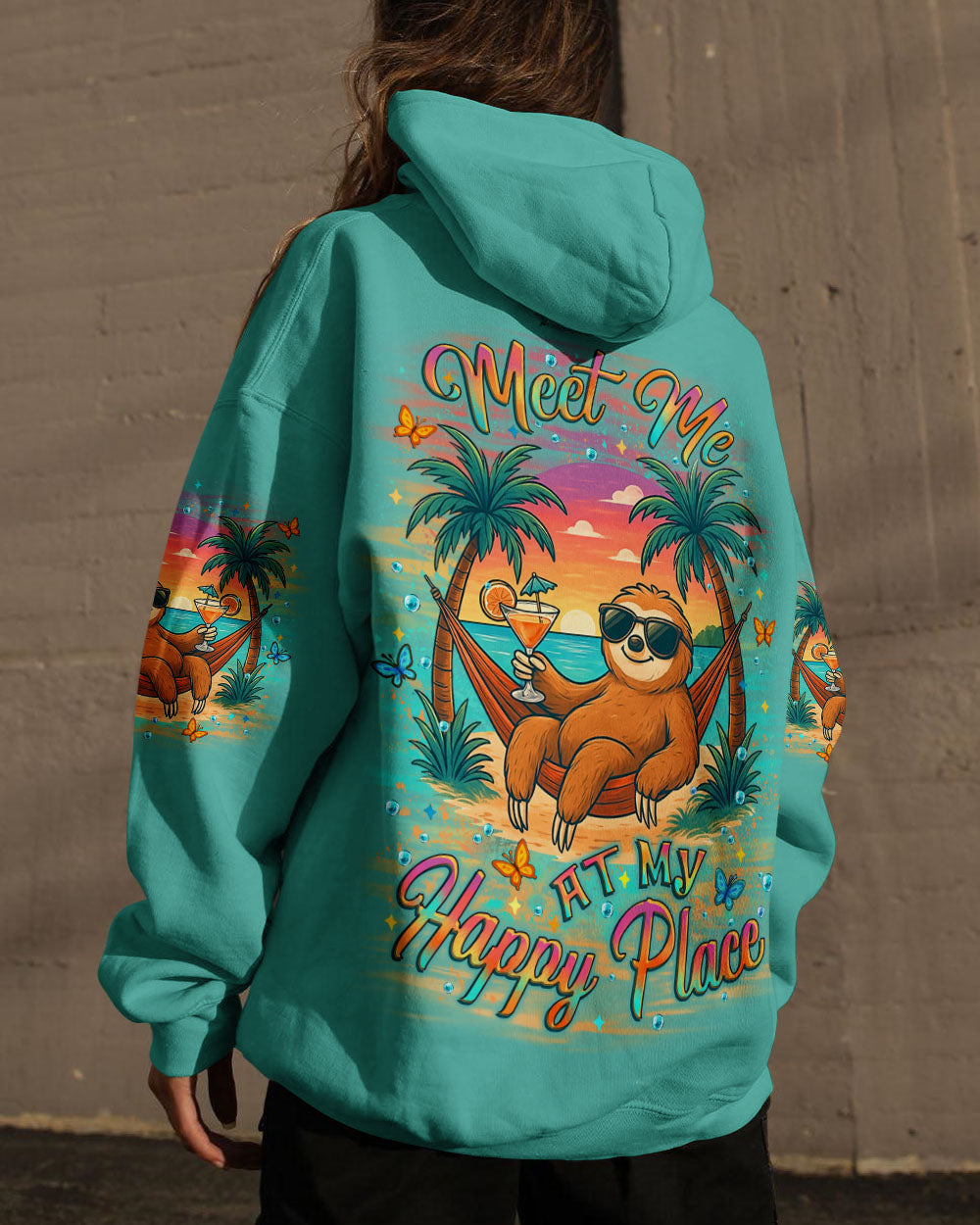 BLISSCORNERS MEET ME AT MY HAPPY PLACE SLOTH ALL OVER PRINT