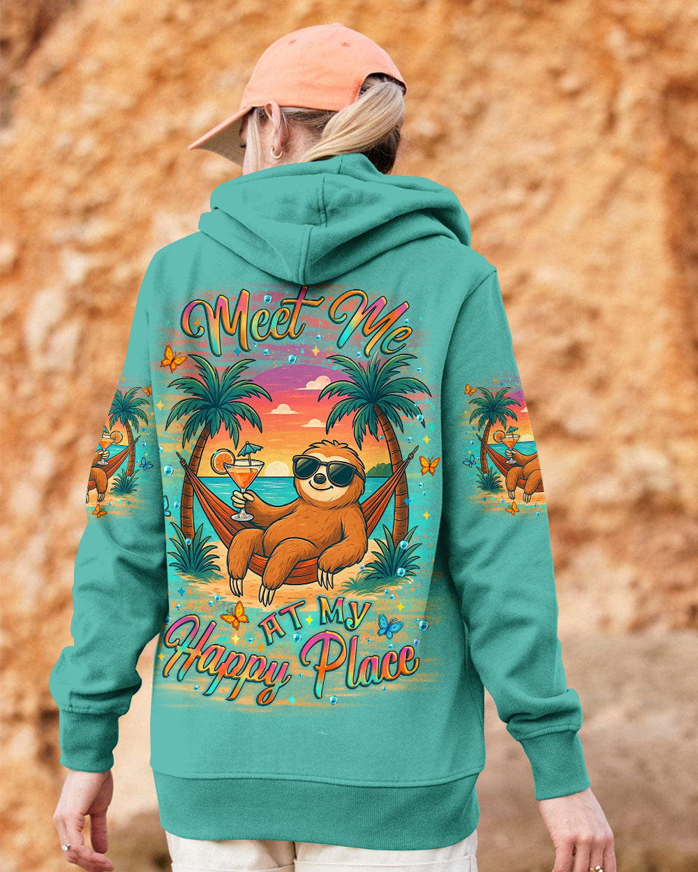 BLISSCORNERS MEET ME AT MY HAPPY PLACE SLOTH ALL OVER PRINT