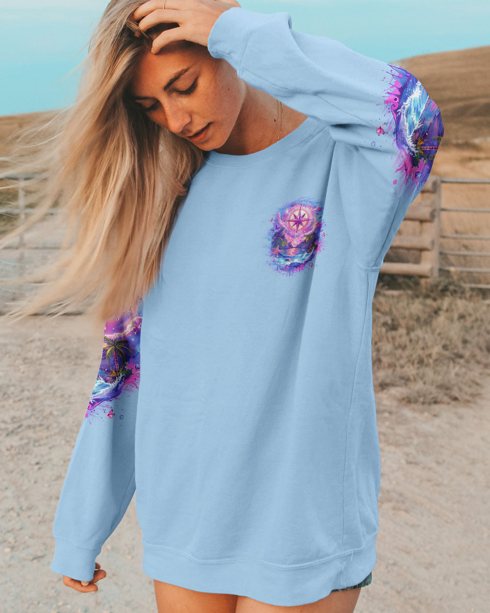 BLISSCORNERS SMELL THE SEA FEEL THE BREEZE COMPASS ALL OVER PRINT