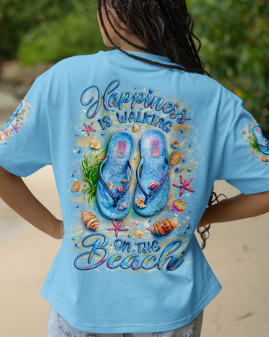 BLISSCORNERS HAPPINESS IS WALKING ON THE BEACH ALL OVER PRINT