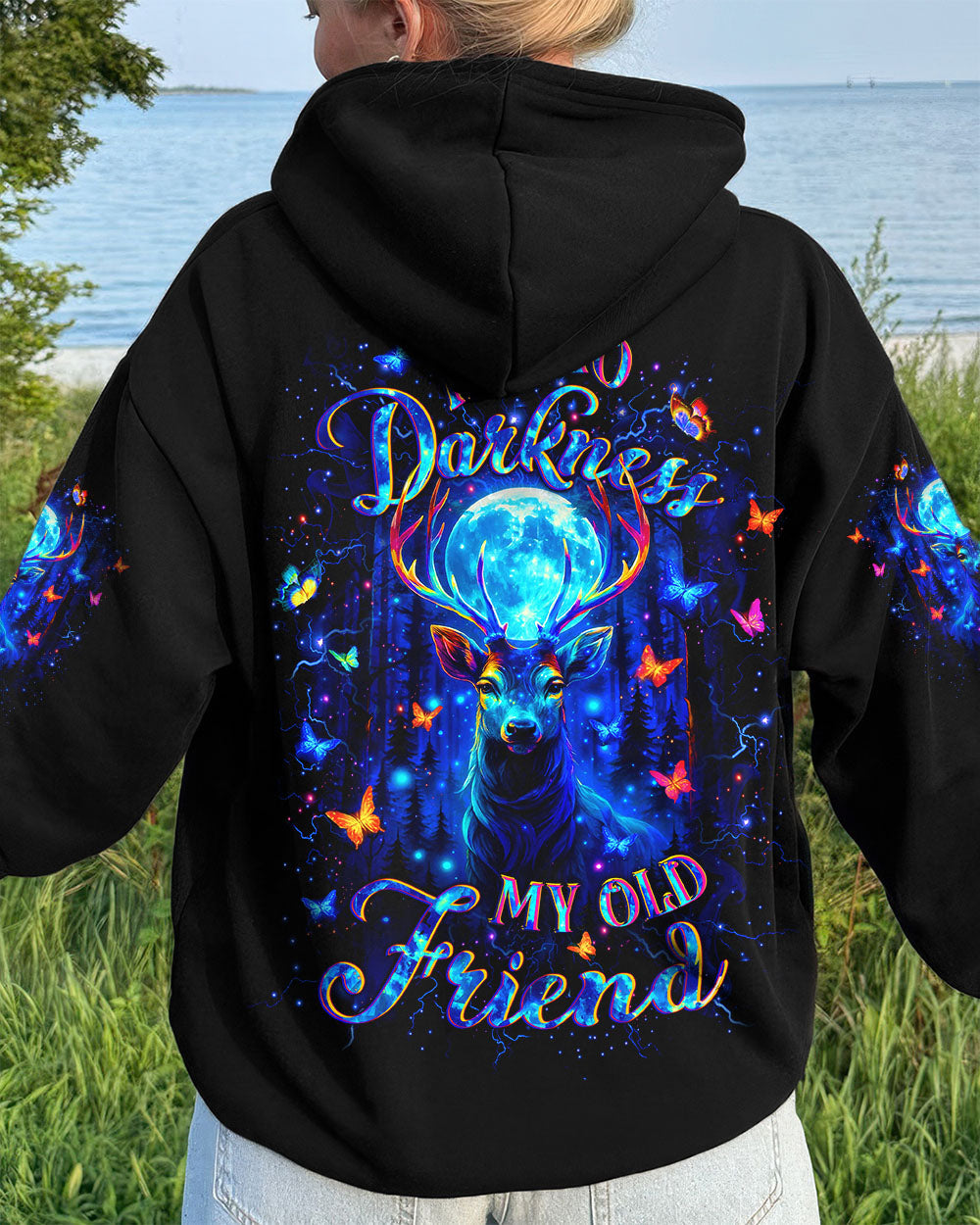 BLISSCORNERS HELLO DARKNESS MY OLD FRIEND DEER ALL OVER PRINT