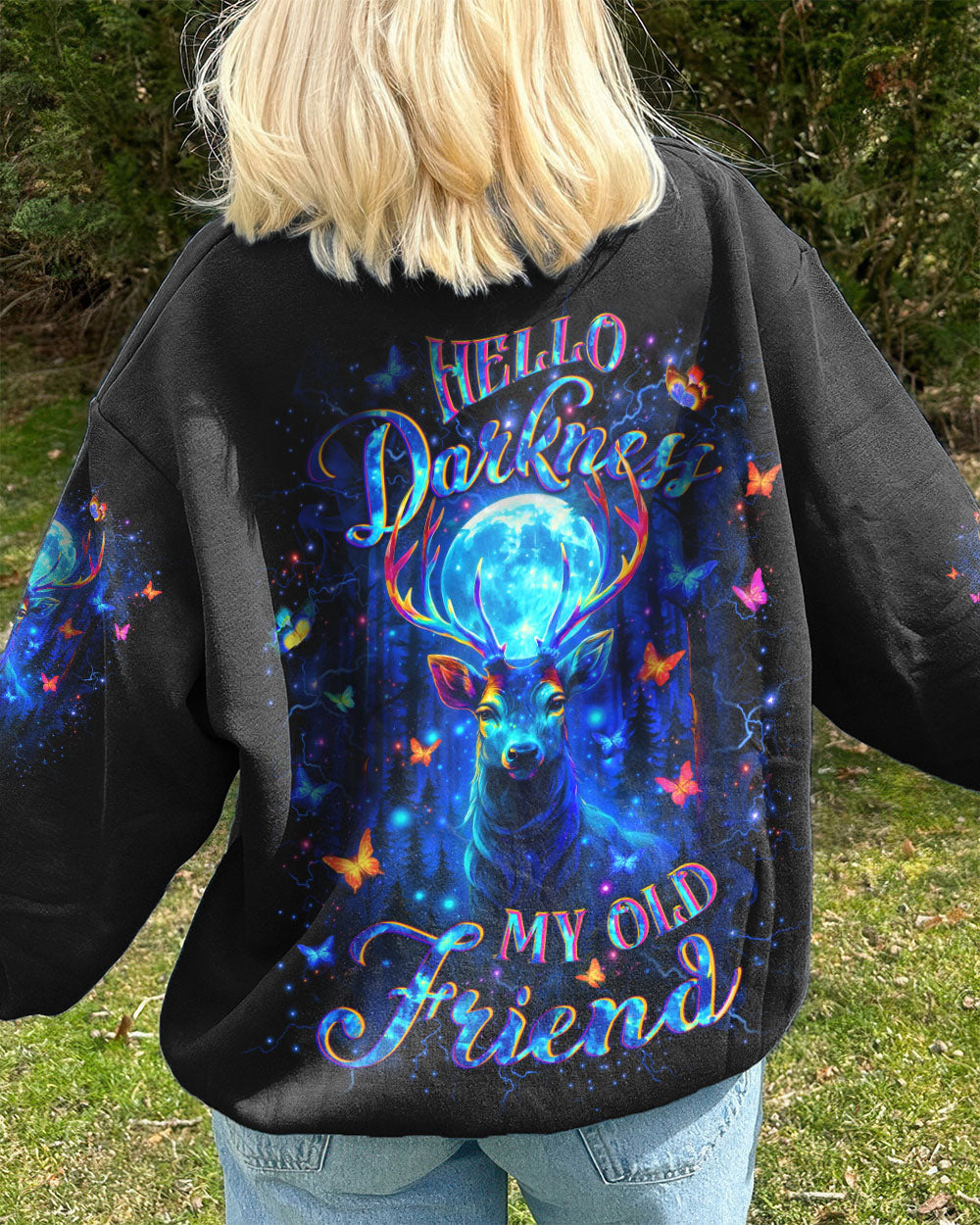 BLISSCORNERS HELLO DARKNESS MY OLD FRIEND DEER ALL OVER PRINT