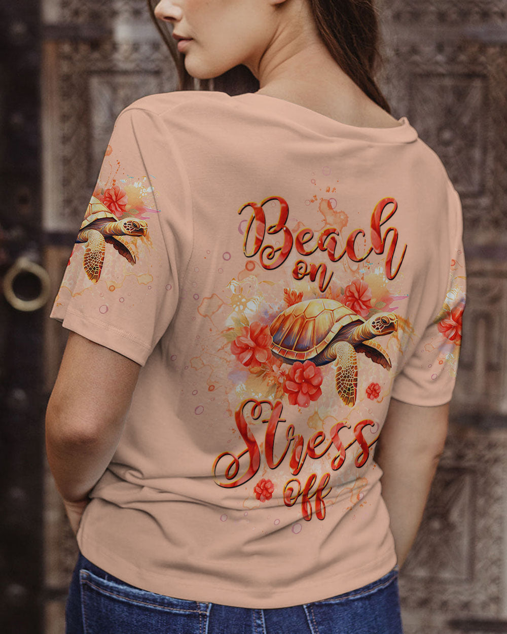 BLISSCORNERS BEACH ON STRESS OFF TURTLE ALL OVER PRINT