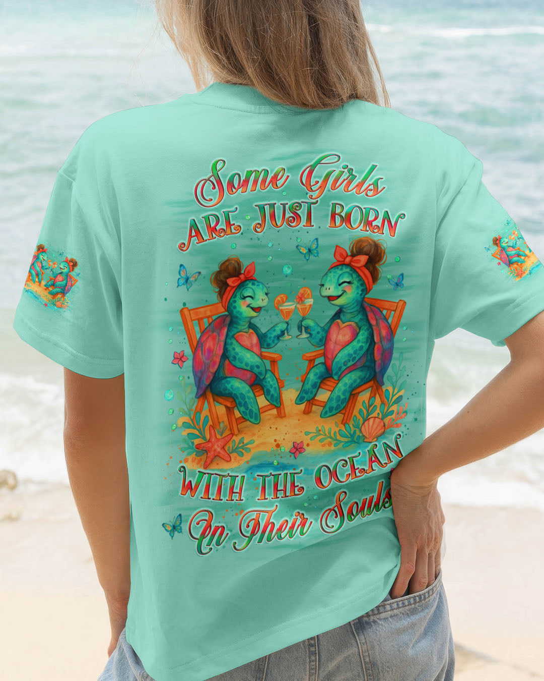 BLISSCORNERS SOME GIRLS ARE JUST BORN TURTLE ALL OVER PRINT
