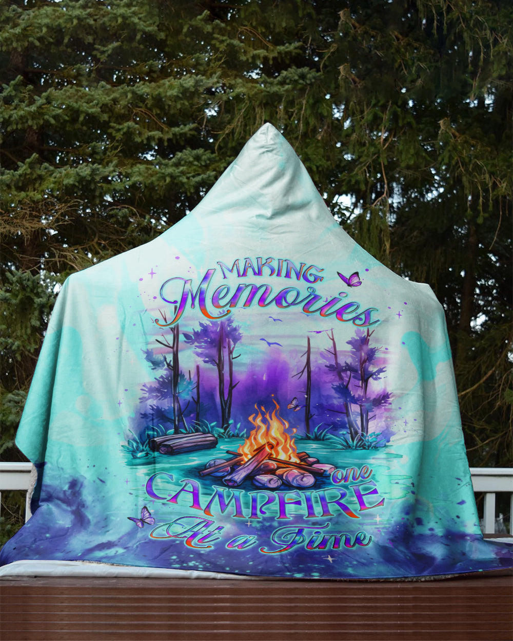 BLISSCORNERS MAKING MEMORIES ONE CAMPFIRE AT A TIME SHERPA BLANKET HOODIE