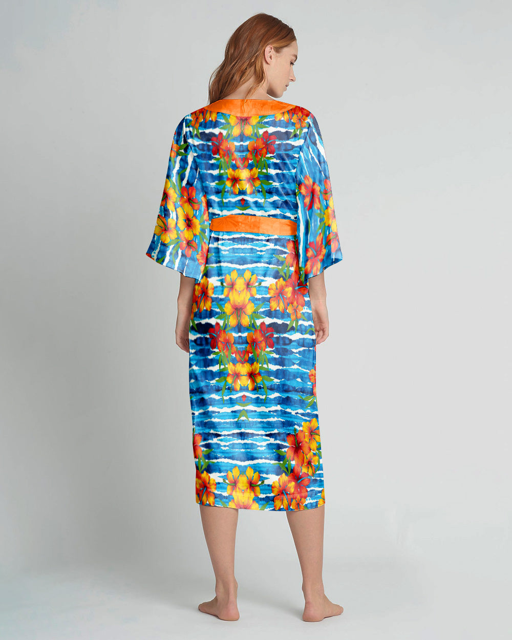 BLISSCORNERS HIBISCUS WAVES KIMONO ROBE