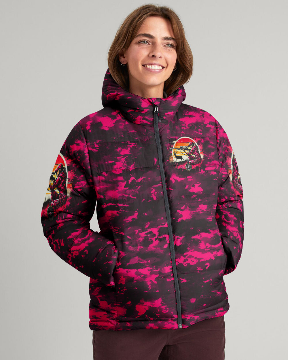 BLISSCORNERS PRETTY IN PINK HUNTING CAMO PUFFER JACKET