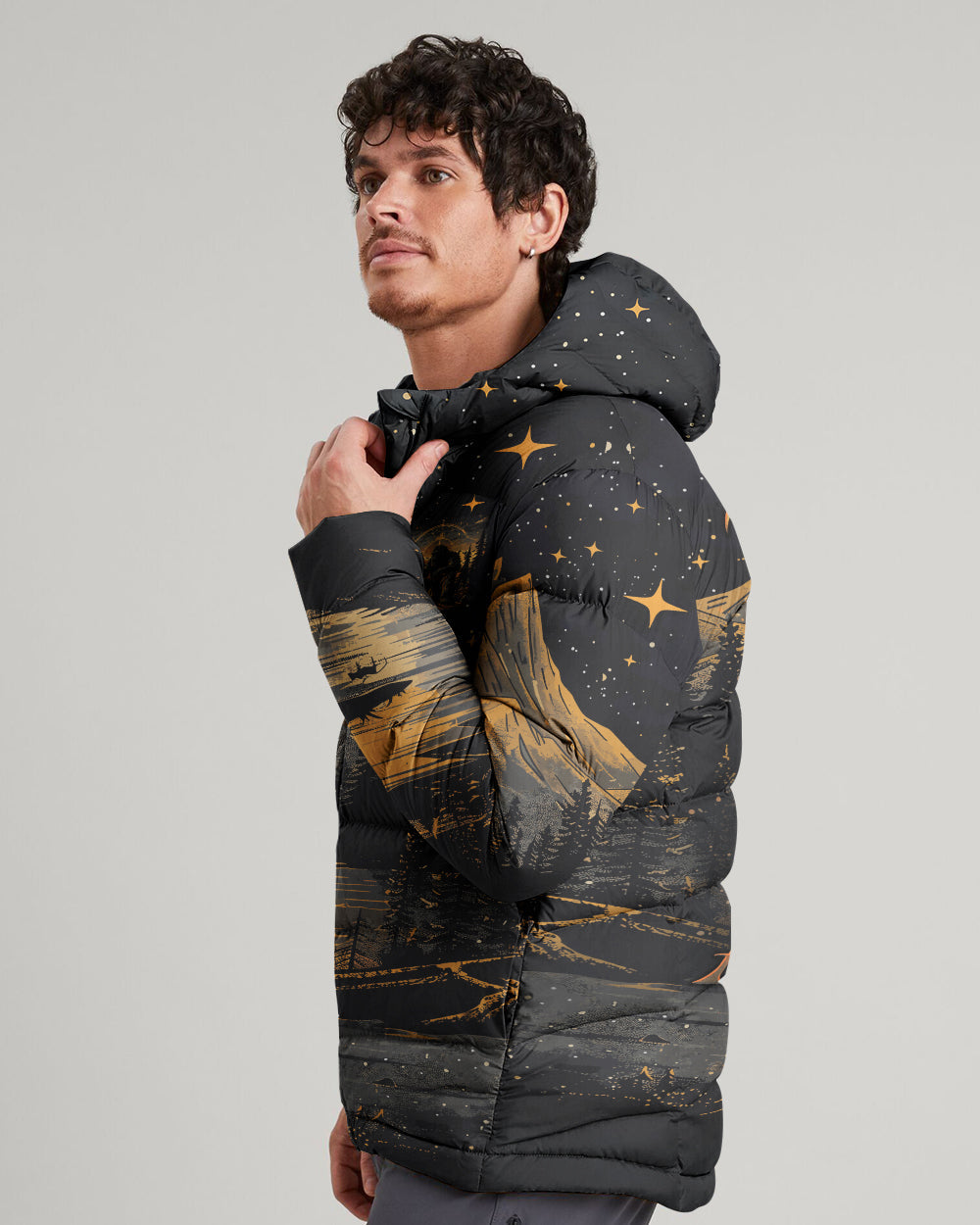 BLISSCORNERS NOT ALL WHO WANDER ARE LOST BIGFOOT COMPASS PUFFER JACKET