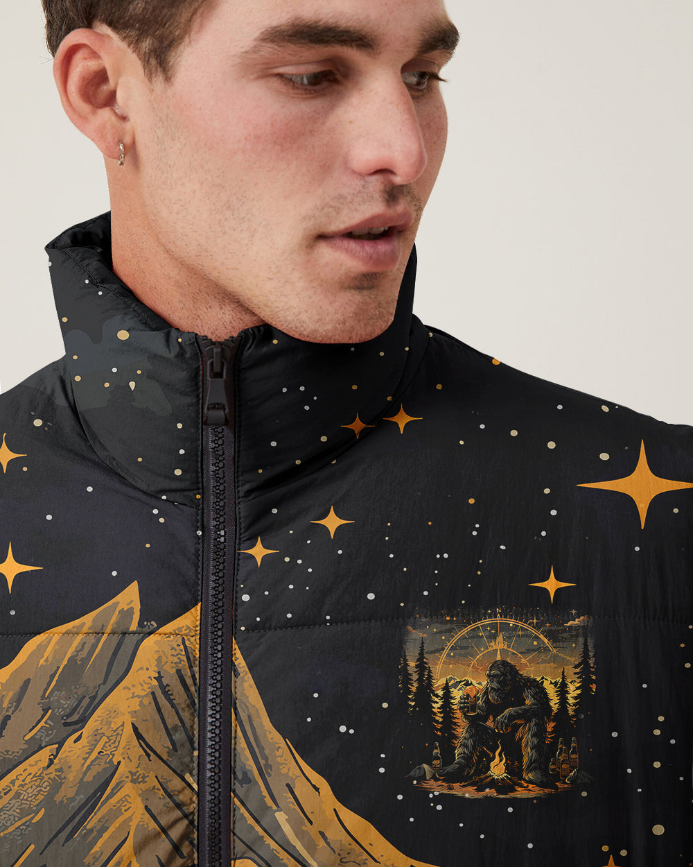BLISSCORNERS NOT ALL WHO WANDER ARE LOST BIGFOOT COMPASS PUFFER JACKET