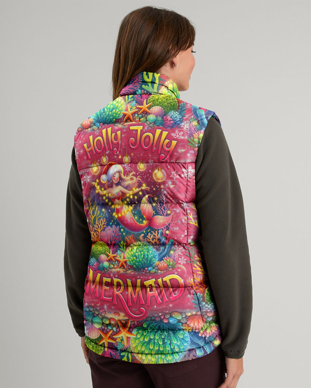 BLISSCORNERS HOLLY JOLLY MERMAID CHRISTMAS PUFFER JACKET