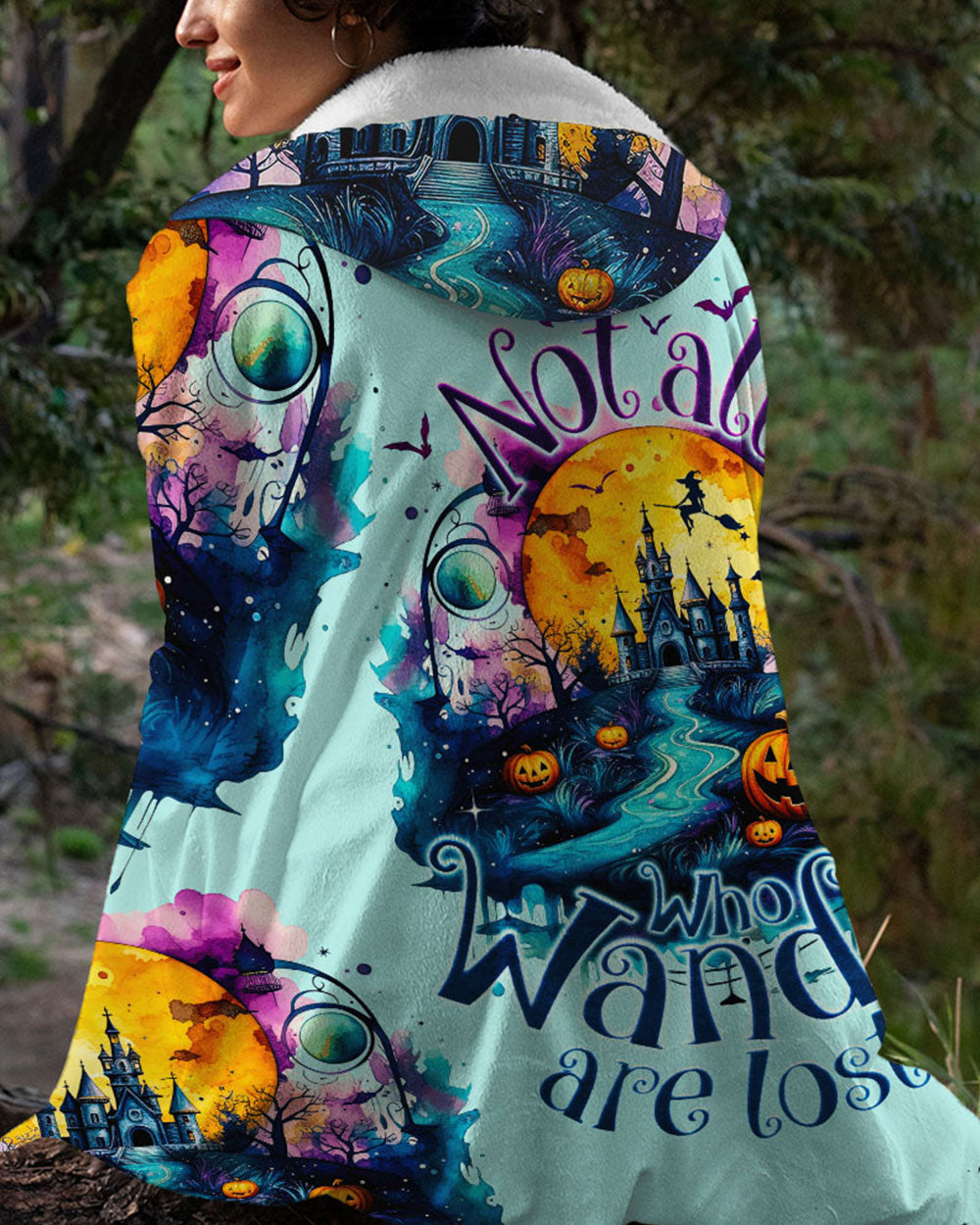 BLISSCORNERS NOT ALL WHO WANDER ARE LOST HALLOWEEN SHERPA BLANKET