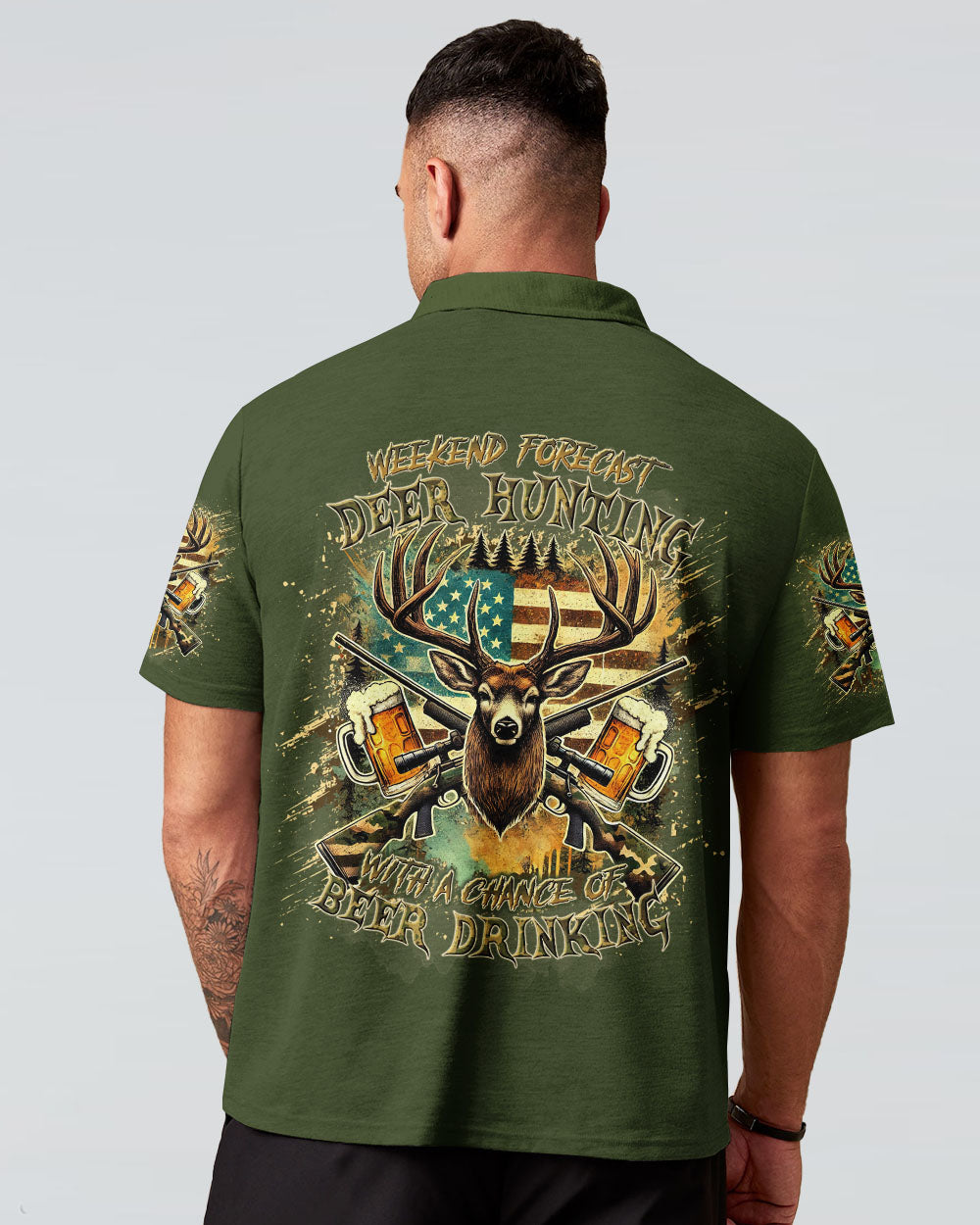 BLISSCORNERS WEEKEND FORECAST DEER HUNTING WITH A CHANCE OF BEER DRINKING ALL OVER PRINT
