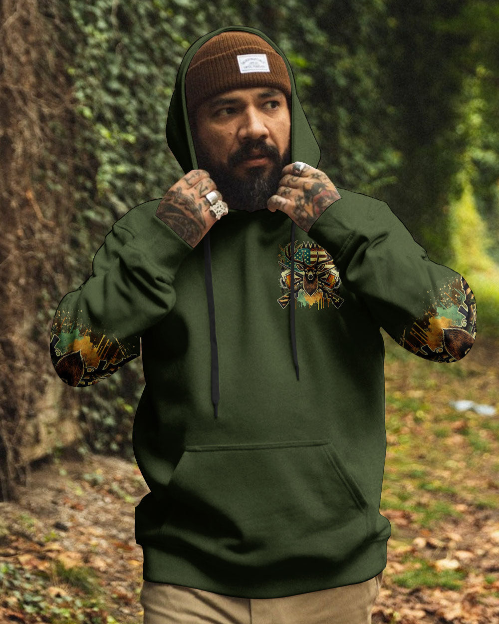 BLISSCORNERS WEEKEND FORECAST DEER HUNTING WITH A CHANCE OF BEER DRINKING ALL OVER PRINT