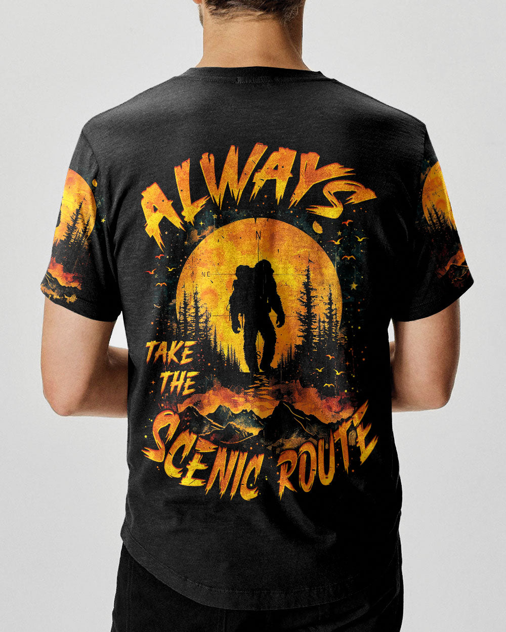 BLISSCORNERS ALWAYS TAKE THE SCENIC ROUTE BIGFOOT ALL OVER PRINT