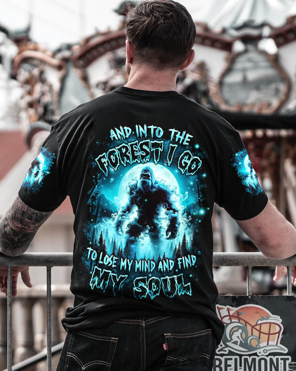 BLISSCORNERS AND INTO THE FOREST I GO BIGFOOT ALL OVER PRINT