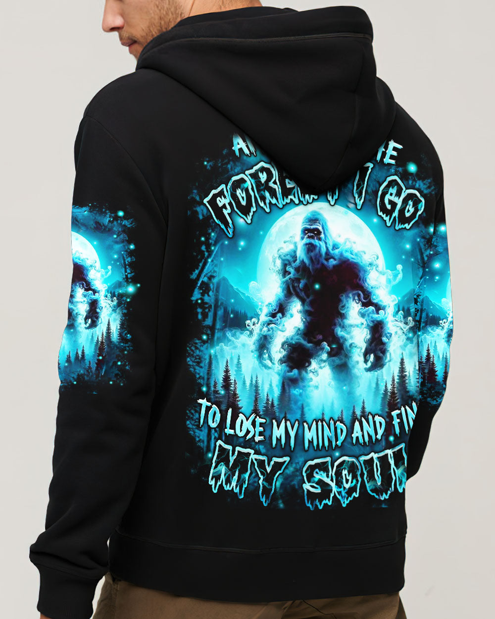 BLISSCORNERS AND INTO THE FOREST I GO BIGFOOT ALL OVER PRINT