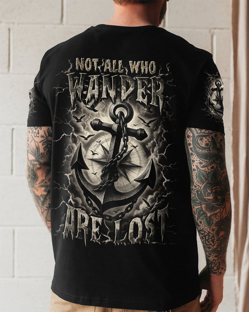 BLISSCORNERS NOT ALL WHO WANDER ARE LOST ANCHOR COMPASS ALL OVER PRINT
