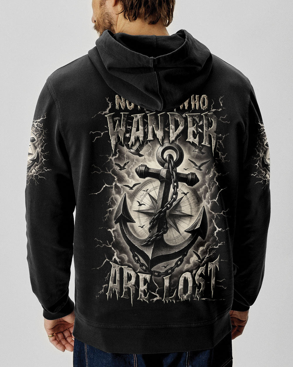 BLISSCORNERS NOT ALL WHO WANDER ARE LOST ANCHOR COMPASS ALL OVER PRINT