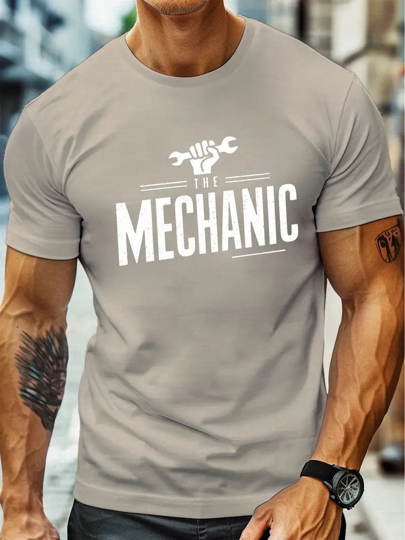 Blisscorners The Mechanic T- Shirt With Hand & Wrench Print, Birthday Gift For Mechanic, Regular Fit, Summer Top